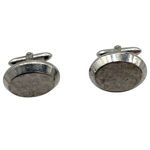 Vintage Silver Oval Cufflinks With Textured Face A465